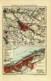 Bremen und Bremerhaven historischer Stadtplan Karte Lithographie ca. 1907
