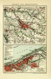 Bremen und Bremerhaven historischer Stadtplan Karte Lithographie ca. 1910