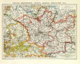 Brandenburg Sachsen Karte Lithographie 1906 Original der...