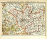 Brandenburg Sachsen Karte Lithographie 1911 Original der...