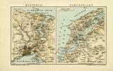 Bosporus Dardanellen historische Landkarte Lithographie ca. 1905