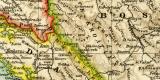 Bosnien Dalmatien Istrien Kroatien u. Slawonien historische Landkarte Lithographie ca. 1907