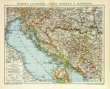 Bosnien Dalmatien Istrien Kroatien u. Slawonien historische Landkarte Lithographie ca. 1912