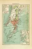 Bombay historischer Stadtplan Karte Lithographie ca. 1901