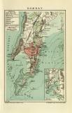 Bombay historischer Stadtplan Karte Lithographie ca. 1905