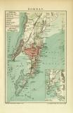 Bombay Stadtplan Lithographie 1907 Original der Zeit
