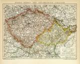 Böhmen Mähren und Österreich - Schlesien historische Landkarte Lithographie ca. 1905