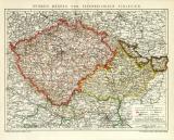 Böhmen Mähren und Österreich - Schlesien historische Landkarte Lithographie ca. 1906