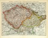 Böhmen Mähren und Österreich - Schlesien historische Landkarte Lithographie ca. 1908