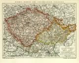 Böhmen Mähren und Österreich - Schlesien historische Landkarte Lithographie ca. 1910