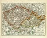 Böhmen Mähren und Österreich - Schlesien historische Landkarte Lithographie ca. 1912