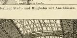 Berliner Stadt- und Ringbahn historische Bildtafel Holzstich ca. 1898
