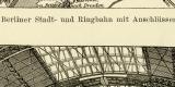 Berliner Stadt- und Ringbahn historische Bildtafel Holzstich ca. 1904