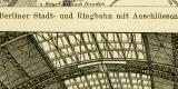 Berliner Stadt- und Ringbahn historische Bildtafel Holzstich ca. 1908