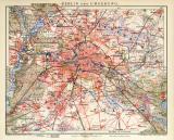 Berlin und Umgebung historischer Stadtplan Karte Lithographie ca. 1909