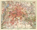 Berlin und Umgebung historischer Stadtplan Karte Lithographie ca. 1912