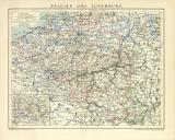 Belgien und Luxemburg historische Landkarte Lithographie ca. 1899