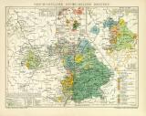 Geschichtliche Entwicklung Bayerns historische Landkarte Lithographie ca. 1904