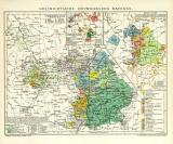 Geschichtliche Entwicklung Bayerns historische Landkarte Lithographie ca. 1905