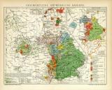Geschichtliche Entwicklung Bayerns historische Landkarte Lithographie ca. 1907