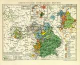 Geschichtliche Entwicklung Bayerns historische Landkarte Lithographie ca. 1910