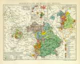 Farbige Lithographie aus dem Jahr 1891 zeigt Karten zur...