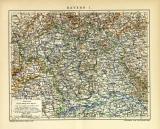 Bayern I. historische Landkarte Lithographie ca. 1905