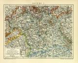 Bayern I. historische Landkarte Lithographie ca. 1909