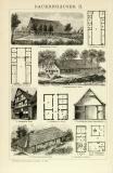 Bauernhäuser I.-II. Holzstich 1912 Original der Zeit