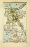Batavia historischer Stadtplan Karte Lithographie ca. 1899