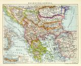 Balkanhalbinsel historische Landkarte Lithographie ca. 1906