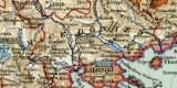 Balkanhalbinsel Karte Lithographie 1908 Original der Zeit