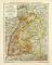 Baden Hohenzollern und Württemberg historische Landkarte Lithographie ca. 1905