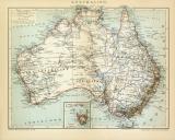 Australien historische Landkarte Lithographie ca. 1899