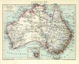 Australien historische Landkarte Lithographie ca. 1905