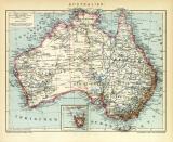 Australien historische Landkarte Lithographie ca. 1907