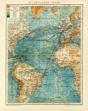 Atlantischer Ocean historische Landkarte Lithographie ca. 1905