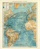 Atlantischer Ocean historische Landkarte Lithographie ca. 1906