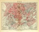 Athen historischer Stadtplan Karte Lithographie ca. 1907