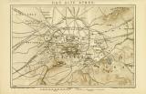 Das alte Athen historische Landkarte Lithographie ca. 1904