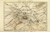 Das alte Athen historische Landkarte Lithographie ca. 1905