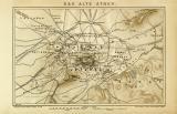 Das alte Athen historische Landkarte Lithographie ca. 1907