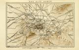 Das alte Athen historische Landkarte Lithographie ca. 1910