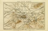 Das alte Athen historische Landkarte Lithographie ca. 1912