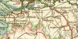 Die Schiffahrtsstrassen in Belgien und den Niederlanden historische Landkarte Lithographie ca. 1905