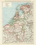 Die Schiffahrtsstrassen in Belgien und den Niederlanden historische Landkarte Lithographie ca. 1907