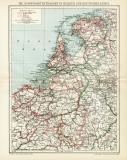 Die Schiffahrtsstrassen in Belgien und den Niederlanden historische Landkarte Lithographie ca. 1908