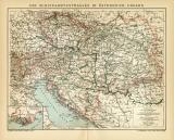 Die Schiffahrtsstrassen in Österreich-Ungarn historische Landkarte Lithographie ca. 1905