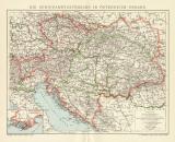 Die Schiffahrtsstrassen in Österreich-Ungarn historische Landkarte Lithographie ca. 1907