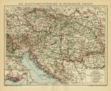 Die Schiffahrtsstrassen in Österreich-Ungarn historische Landkarte Lithographie ca. 1911